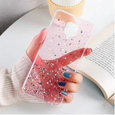 Силиконовый чехол с блестками для Xiaomi Redmi Note 9s/Pro Розовый